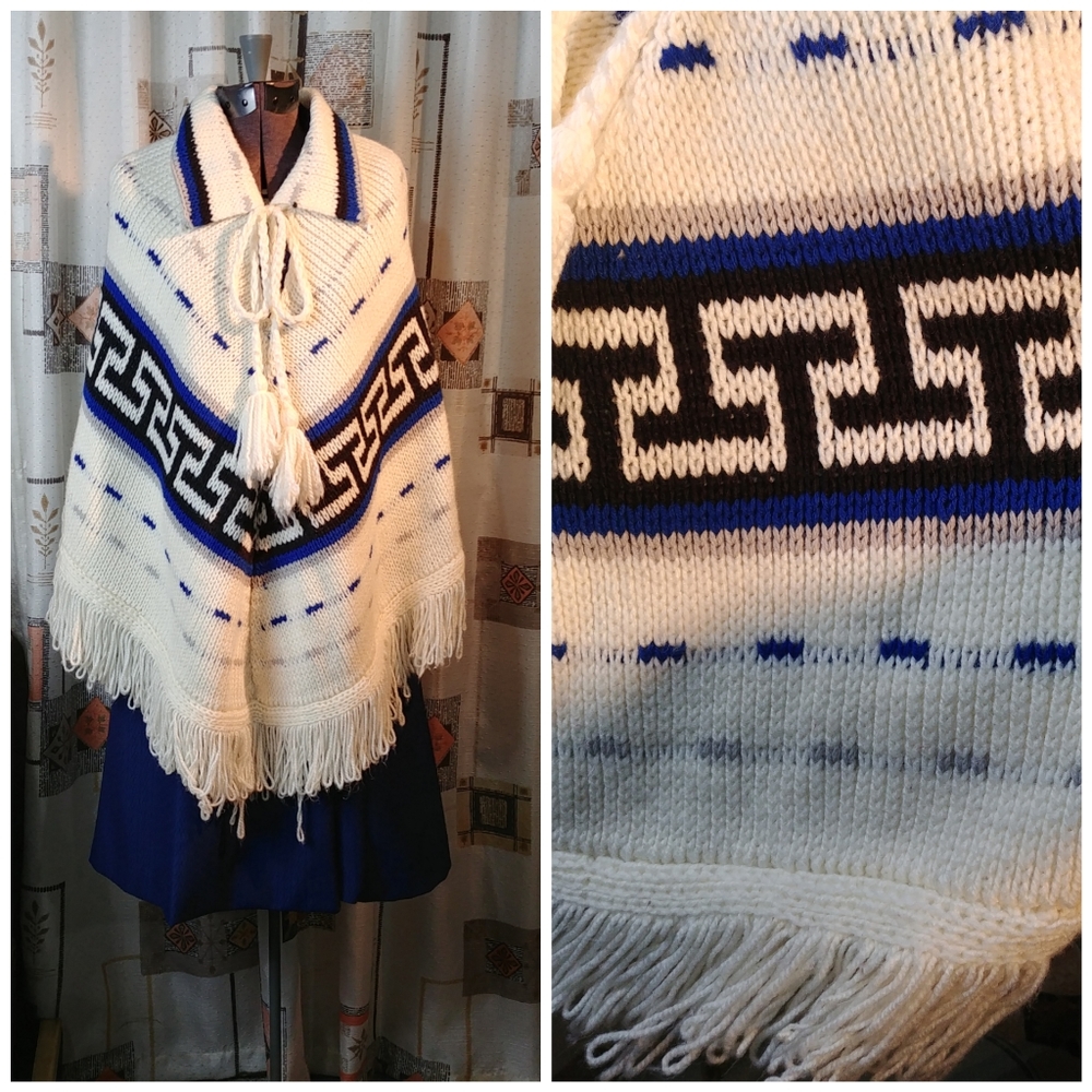 Vintage Fringe PomPom Poncho